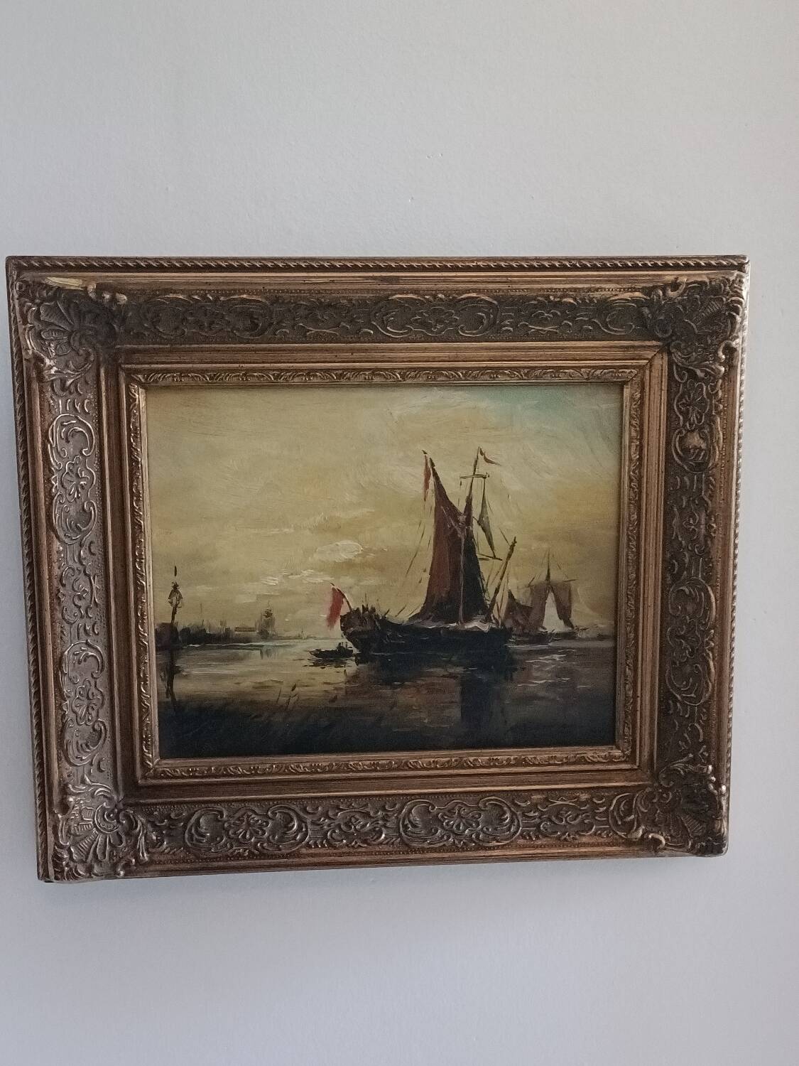 Tableau ancien, marine signée, fin XIXEME
