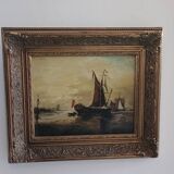 Old painting, signed seascape, late 19th century