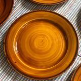 7 flat plates in earthenware Saint Clément vintage brown