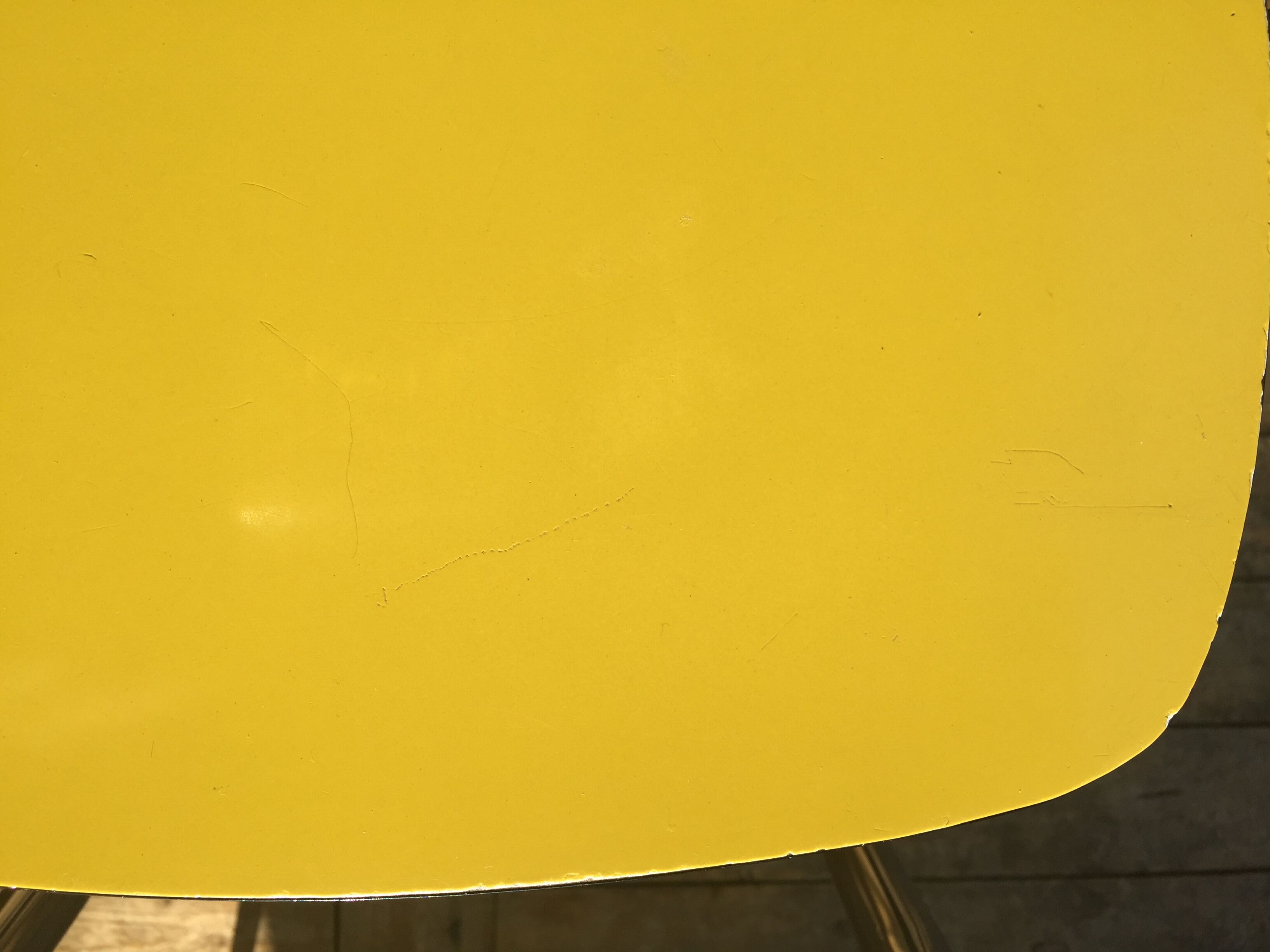 Duo of vintage formica mustard yellow stools