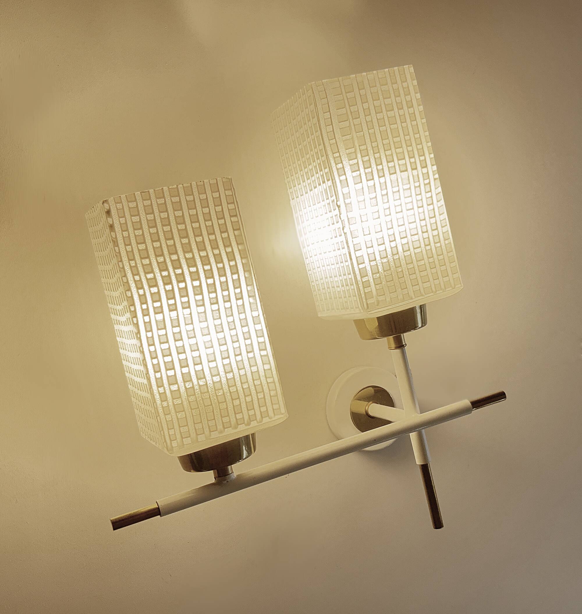 Pair of vintage architectural wall lights, 1960s