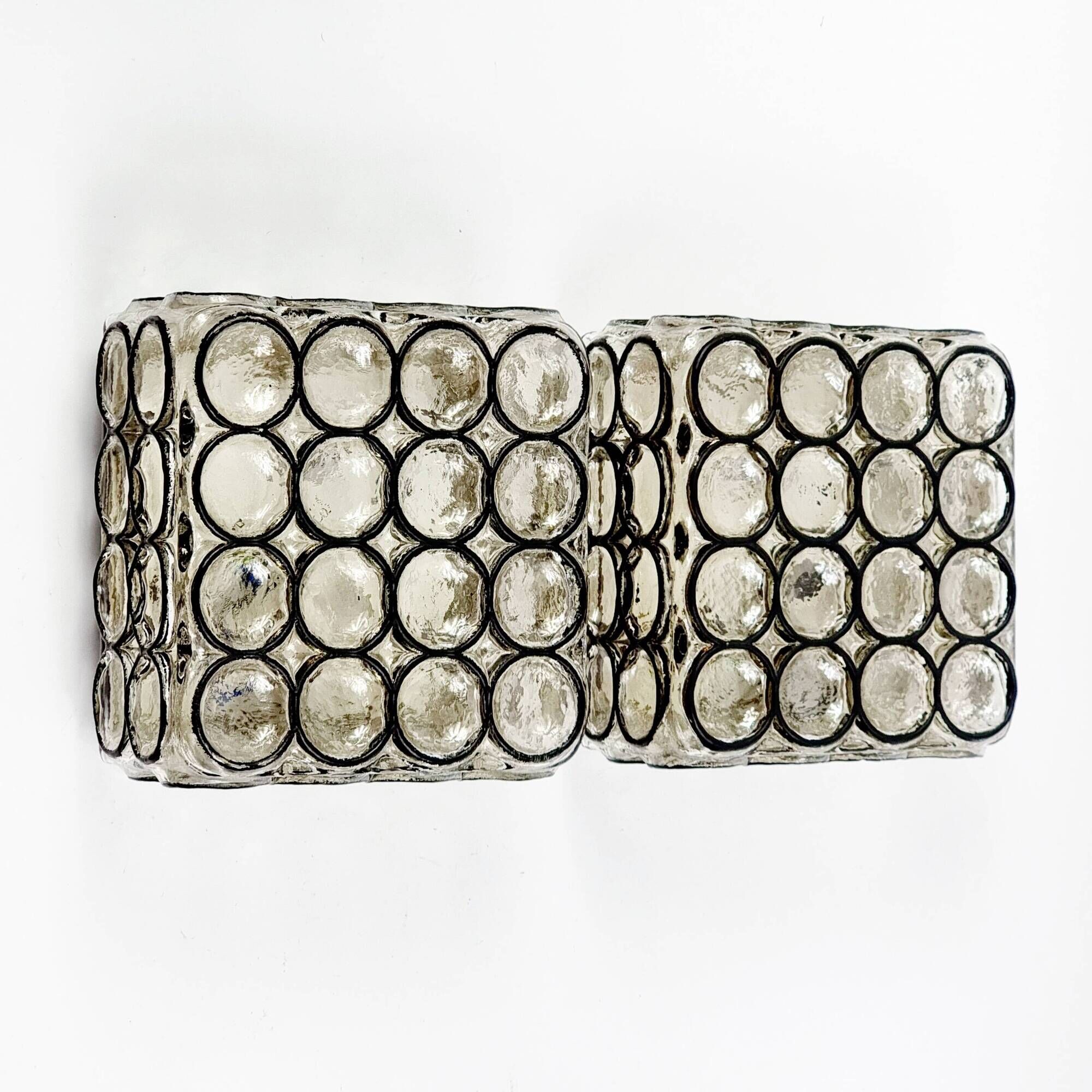 Pair of Mid-Century Glass Wall Lights/Sconces or Ceiling Lights from Limburg, Germany, 1960s