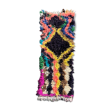 Moroccan berber carpet in wool Azilal black colored 70x160cm