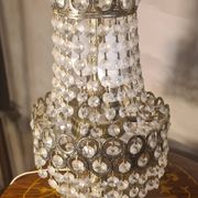 Bronze and brass table lamp 40x20 with crystal glass pendants from the 1940s to 1950s