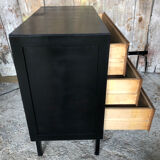Black wood chest of drawers + 3 vintage black drawers #a143
