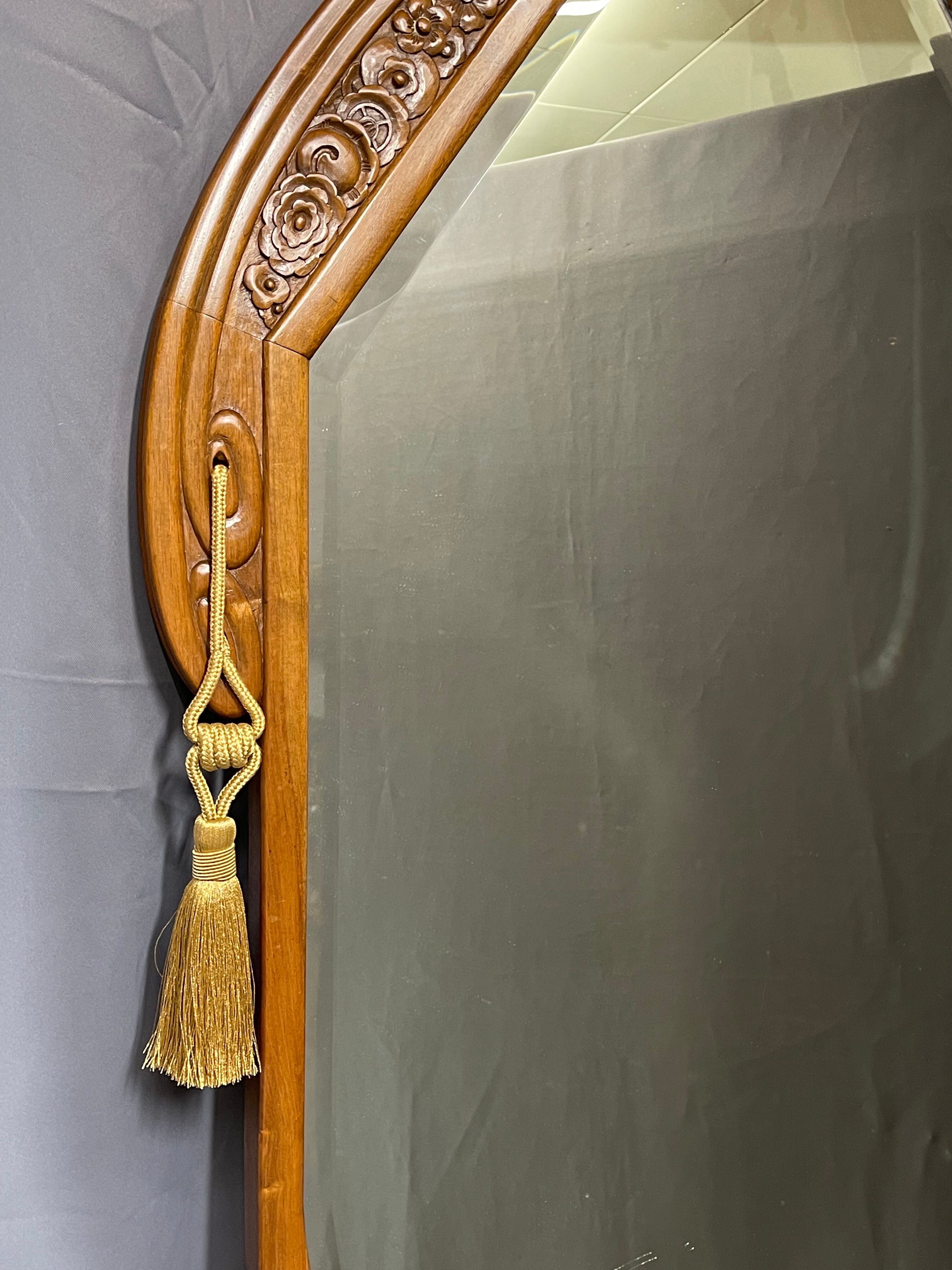High mirror 118x78 art deco era solid walnut