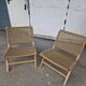 Pair of armchairs low solid wood and braided rope