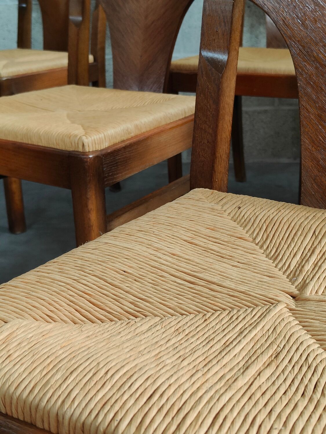 Suite of 6 Art Deco solid oak chairs