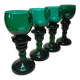 Antique Green Glass Tall Roemer Set of 4