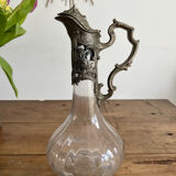 Glass ewer decanter with tin frame