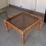 Table basse en rotin et bambou 1960 / 1970
