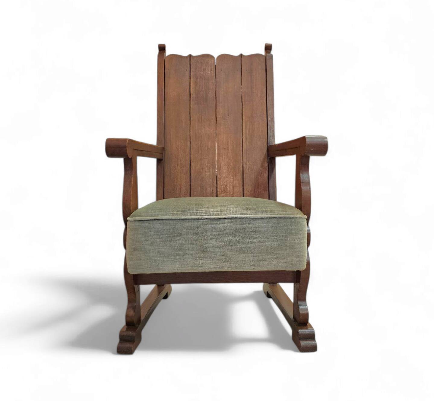 Oak arm chair 1930s  Height 110 Depth 70 Width 75 Seat height 46 cm