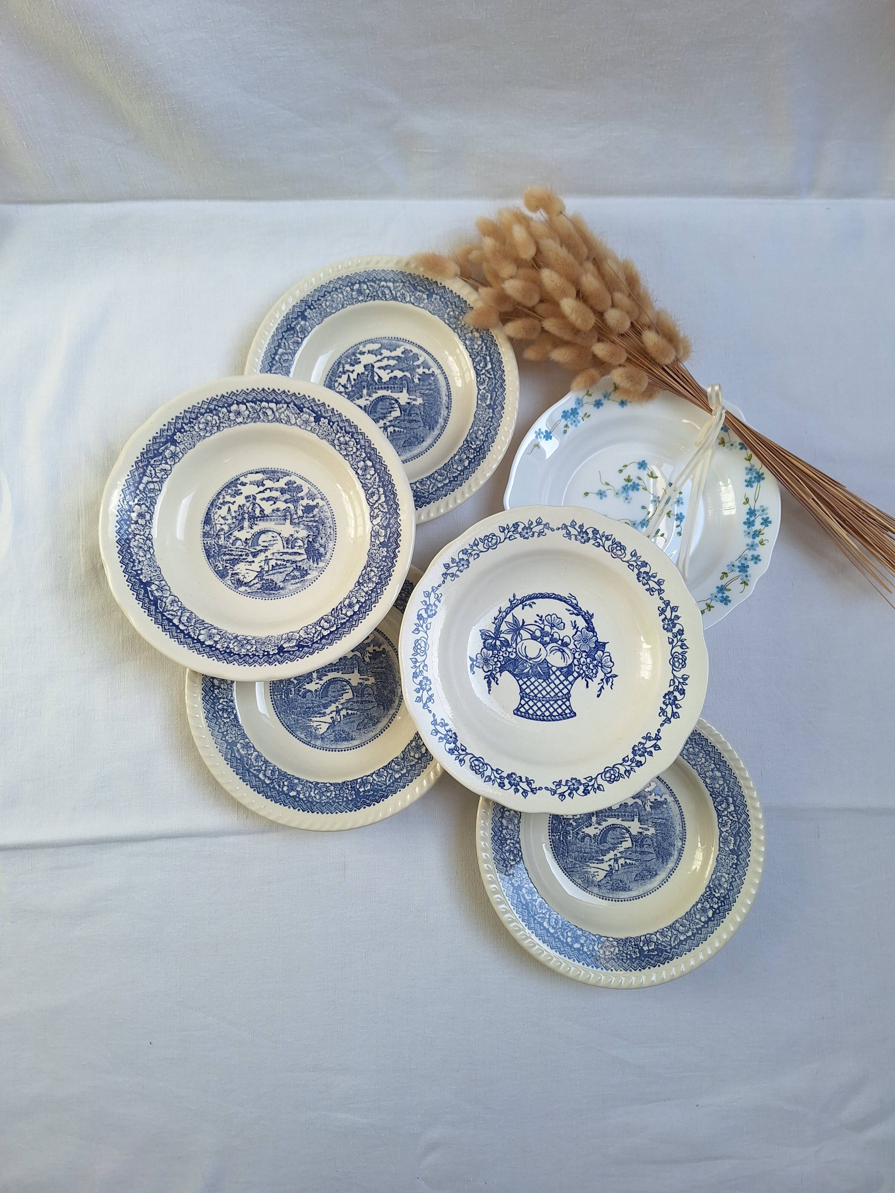 Vintage blue deep plates