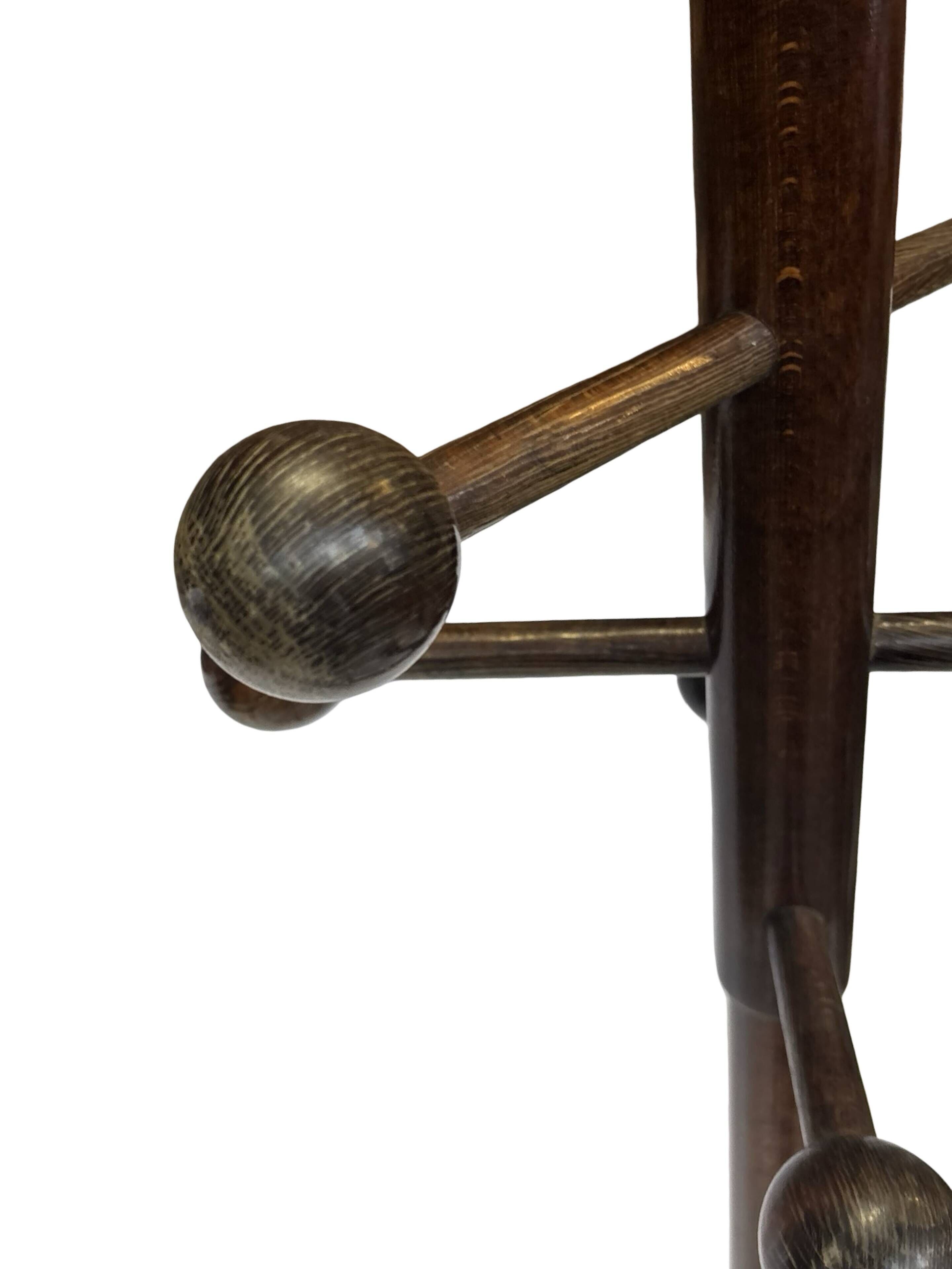 Vintage Wooden Sputnik Design Freestanding Coat Rack, 1970s, Brown