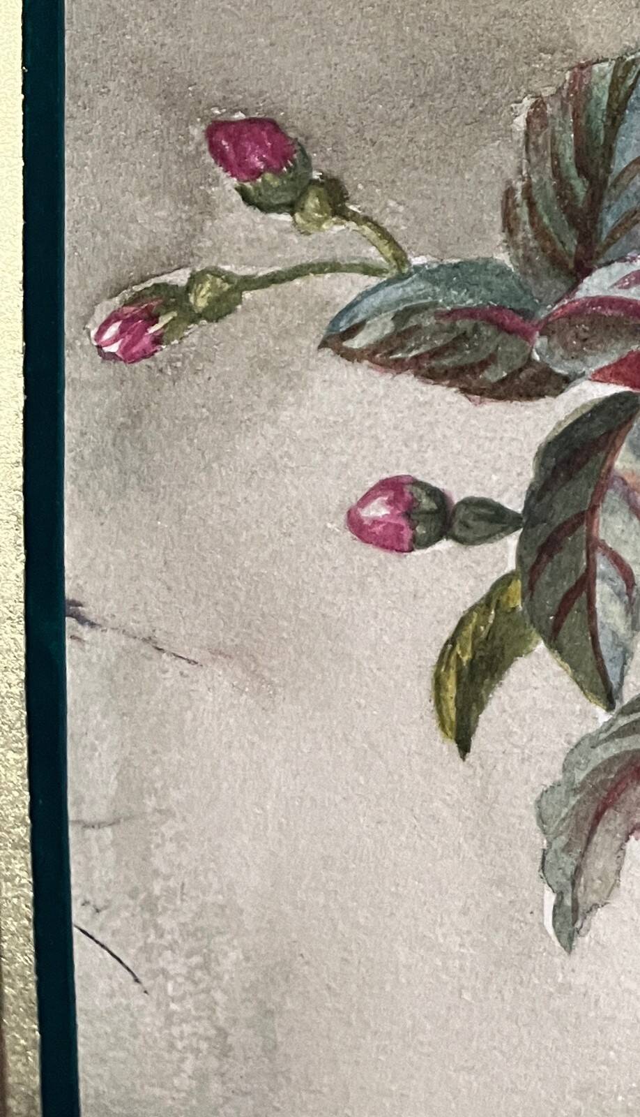 Tableau "Fuchsia Flower Throw" gouache, early 20th century