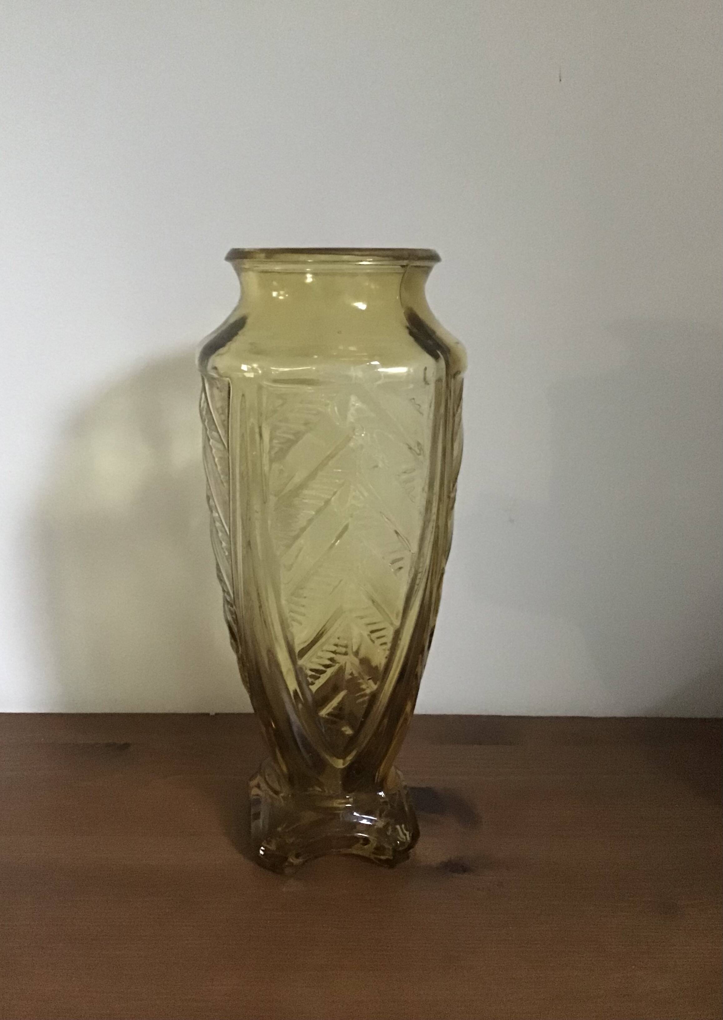Vase art déco 1930 jaune ambre