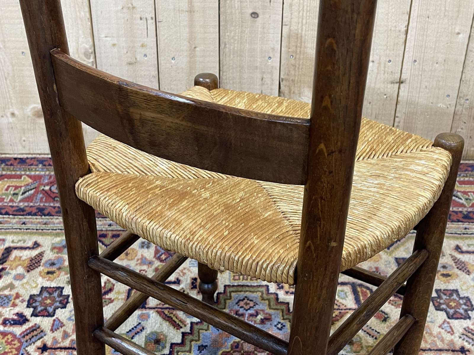 Suite of 8 oak chairs and straw seats - 1950s work