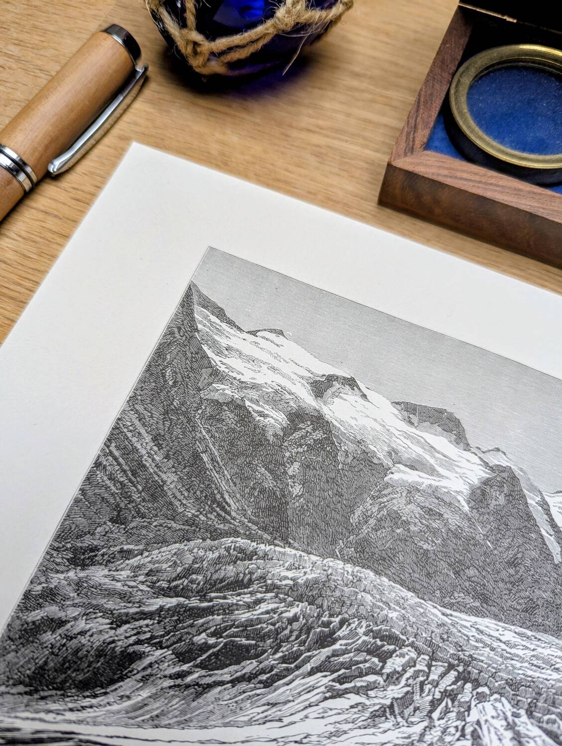 Pasterze and Grossglockner, Austria, printed illustration from 1878.