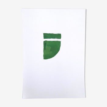 Green geometric minimalist painting
