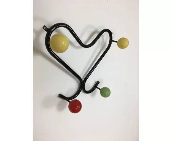 Heart wall coat rack and metal umbrella holder 50s