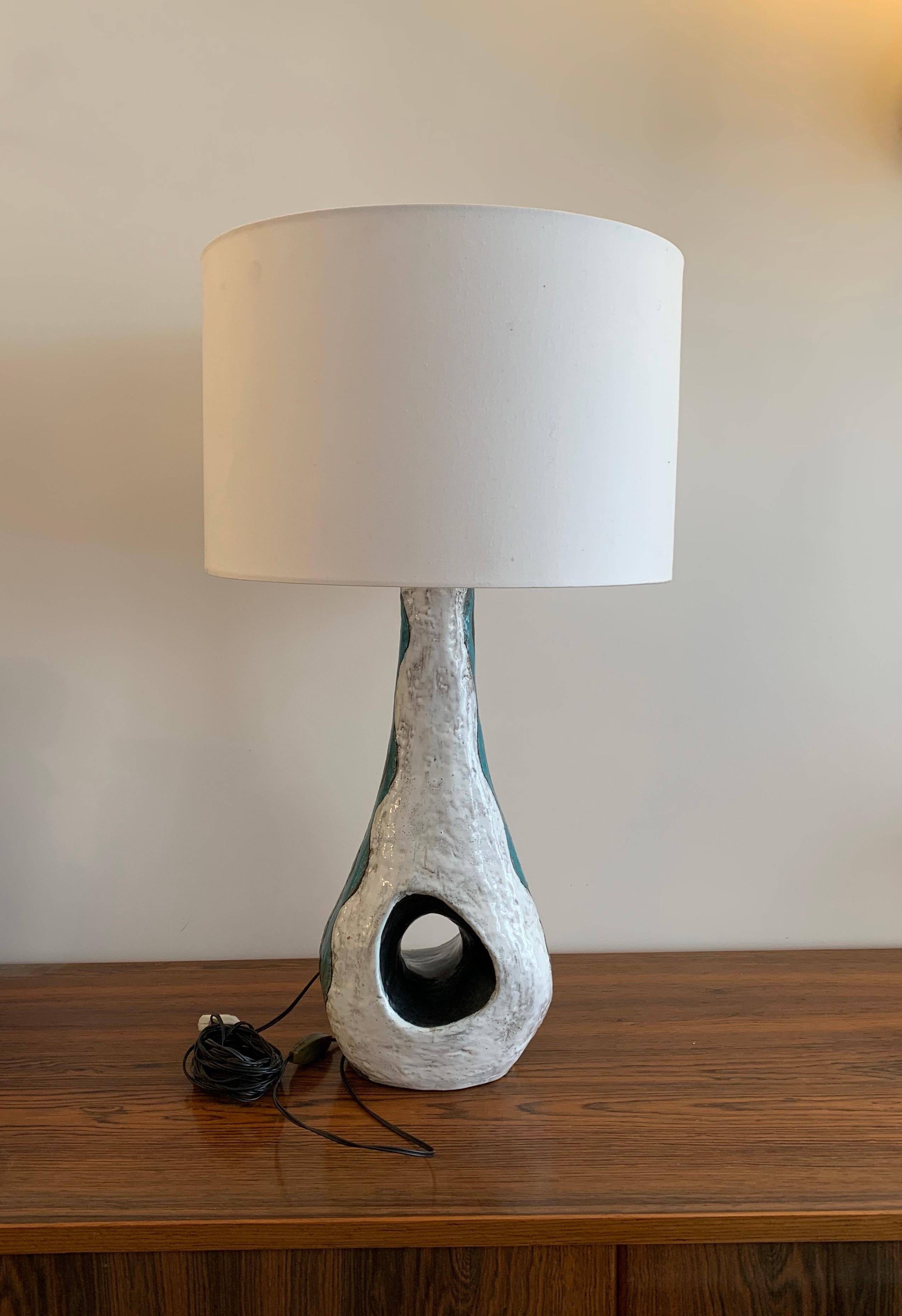 Asymmetrical ceramic lamp Vallauris France 1950, signed, unique