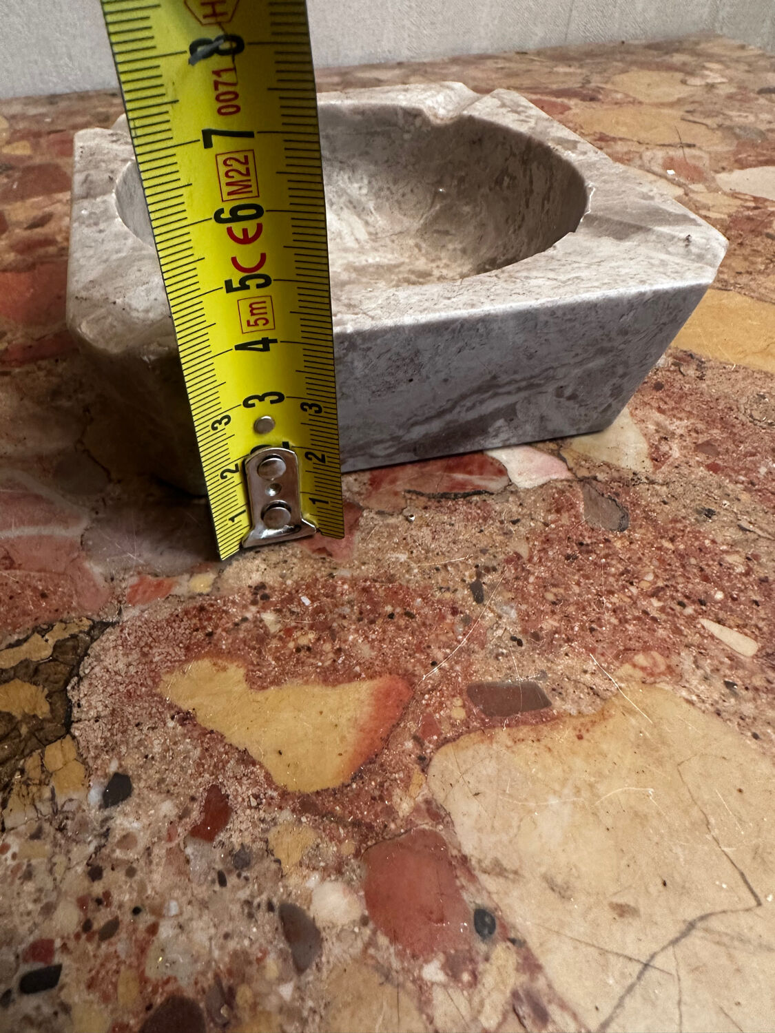 Ashtray, beige marble catch-all.