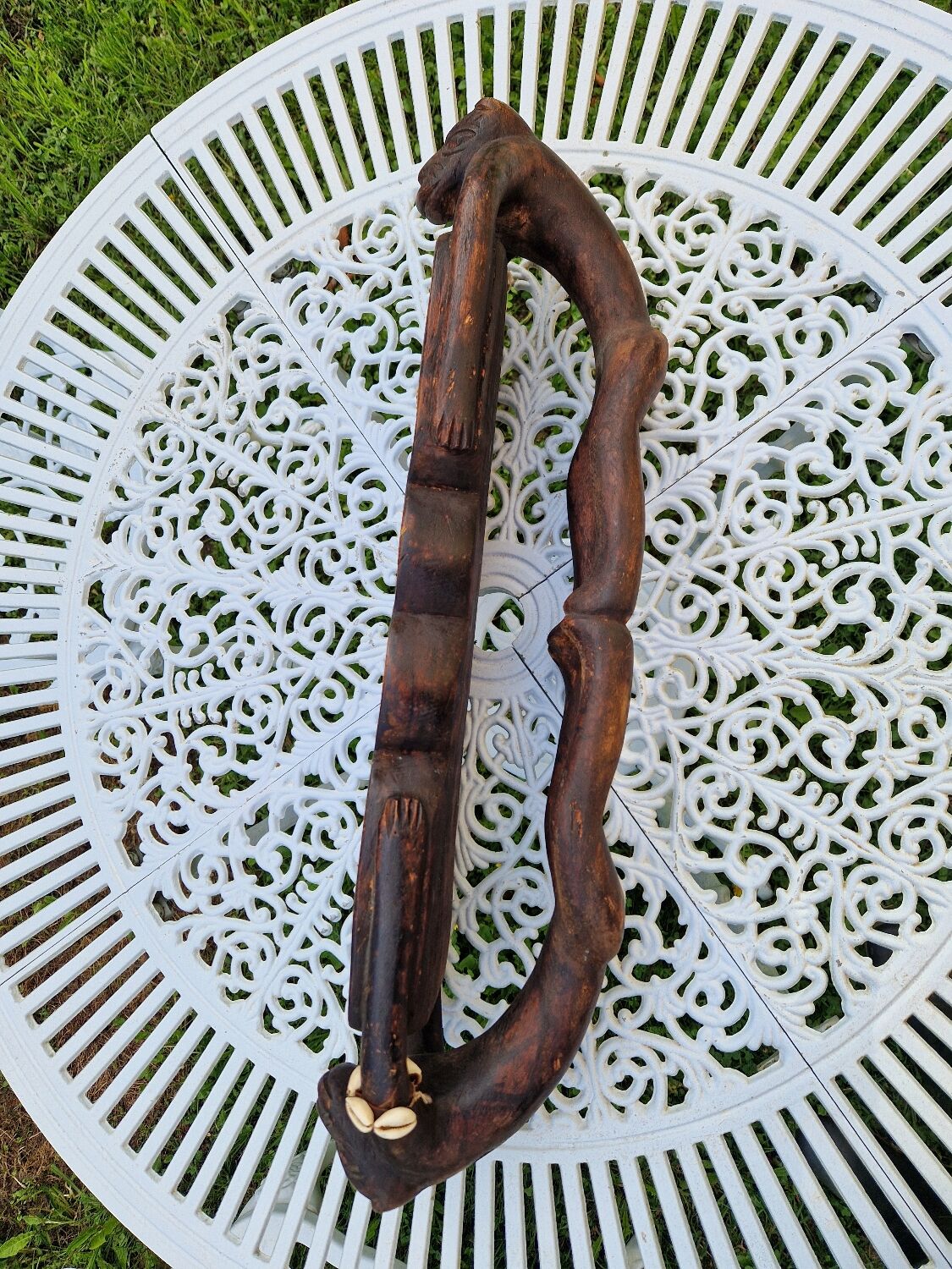 Large vintage Awale Oware game hand carved wood Nigeria 1980s
