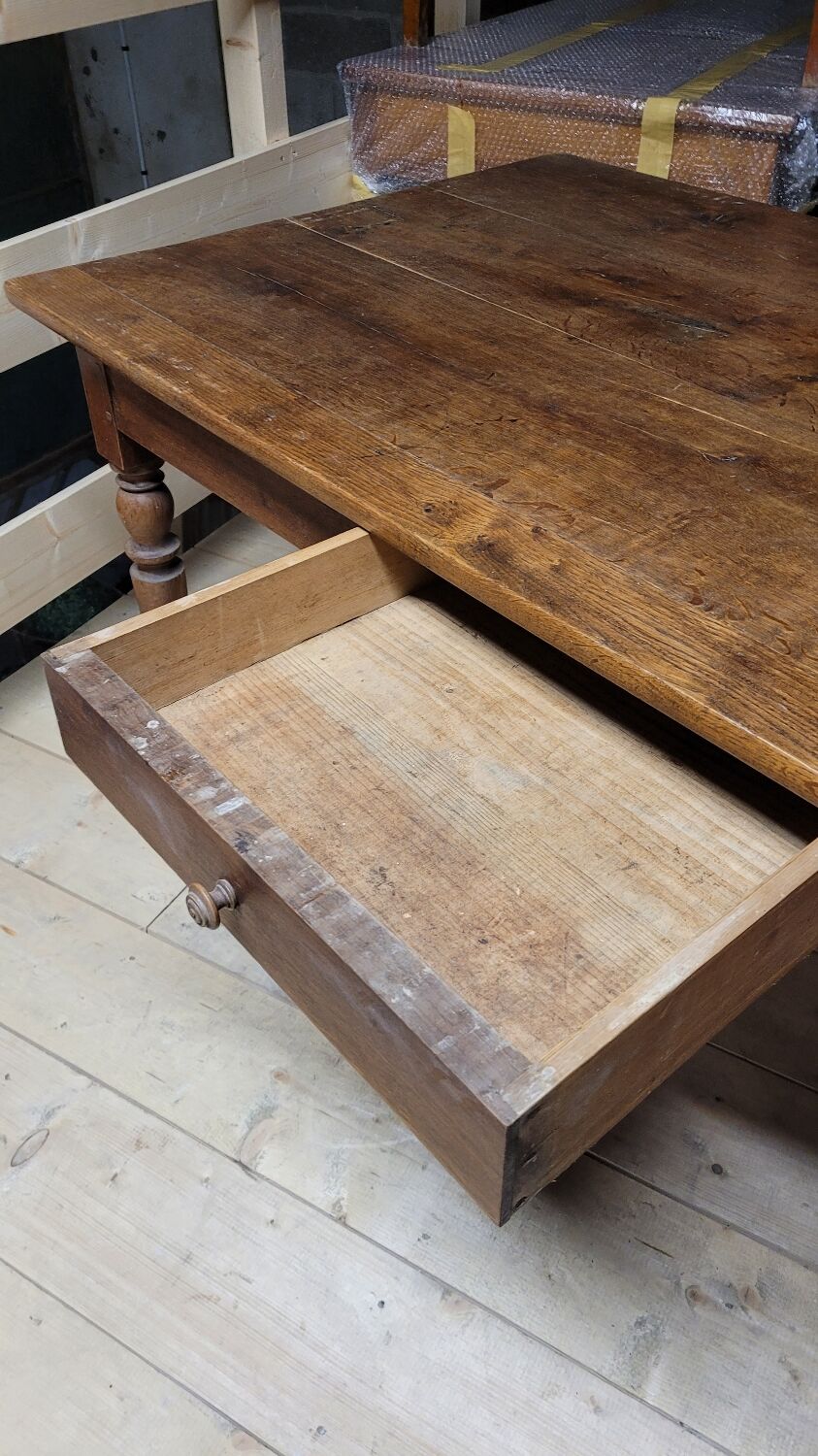 Table de bistrot restaurant en chêne massif ancienne, 1900s -1m53