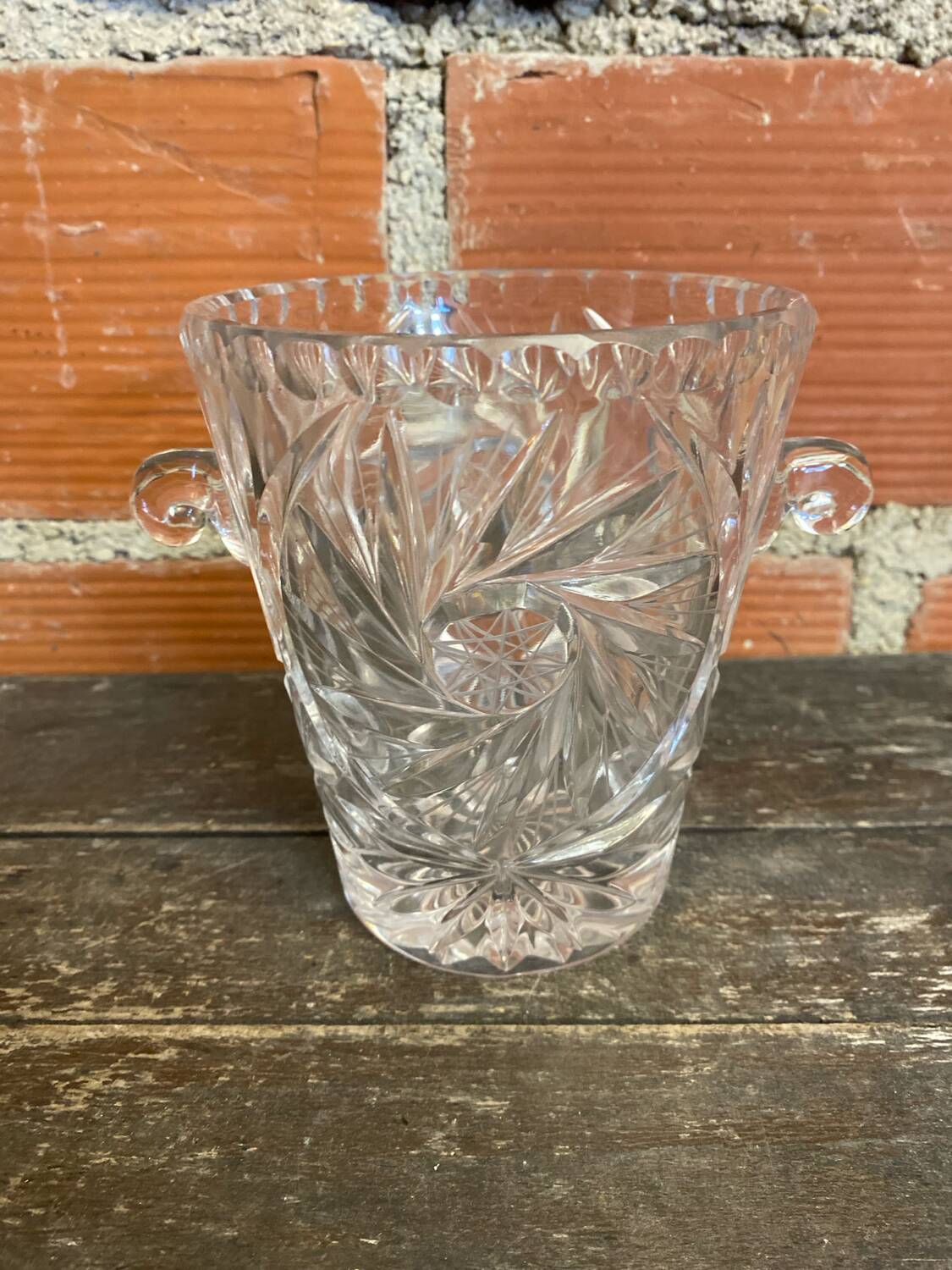 Seau A Glace Ancien Cristal Taillé Années 60 West Germany Vintage #D87