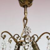 Lustre Suédois ancien en bronze avec bougies vers 1930
