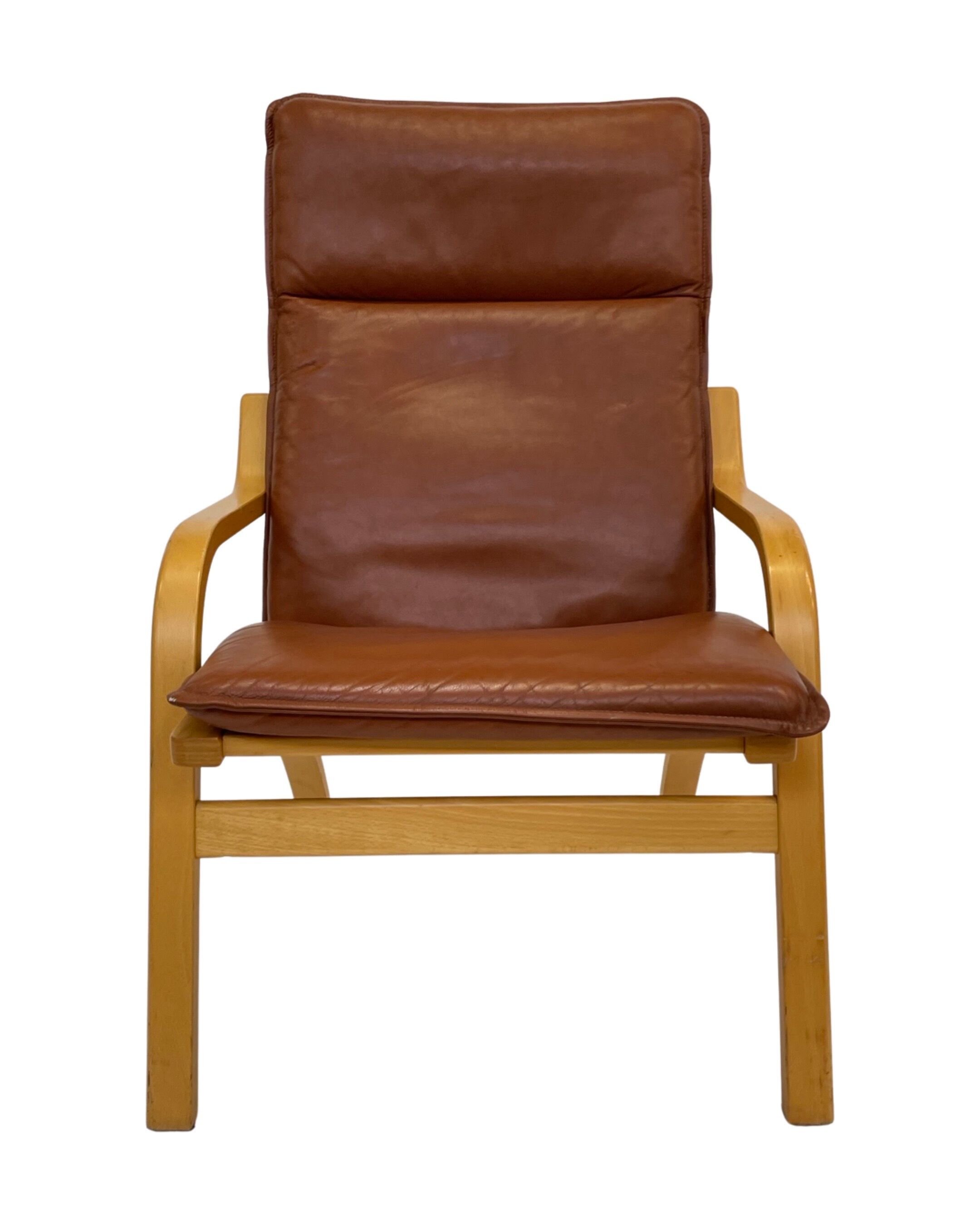 Vintage Danish armchair cognac leather by Stouby
