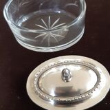 Crystal and silver metal box