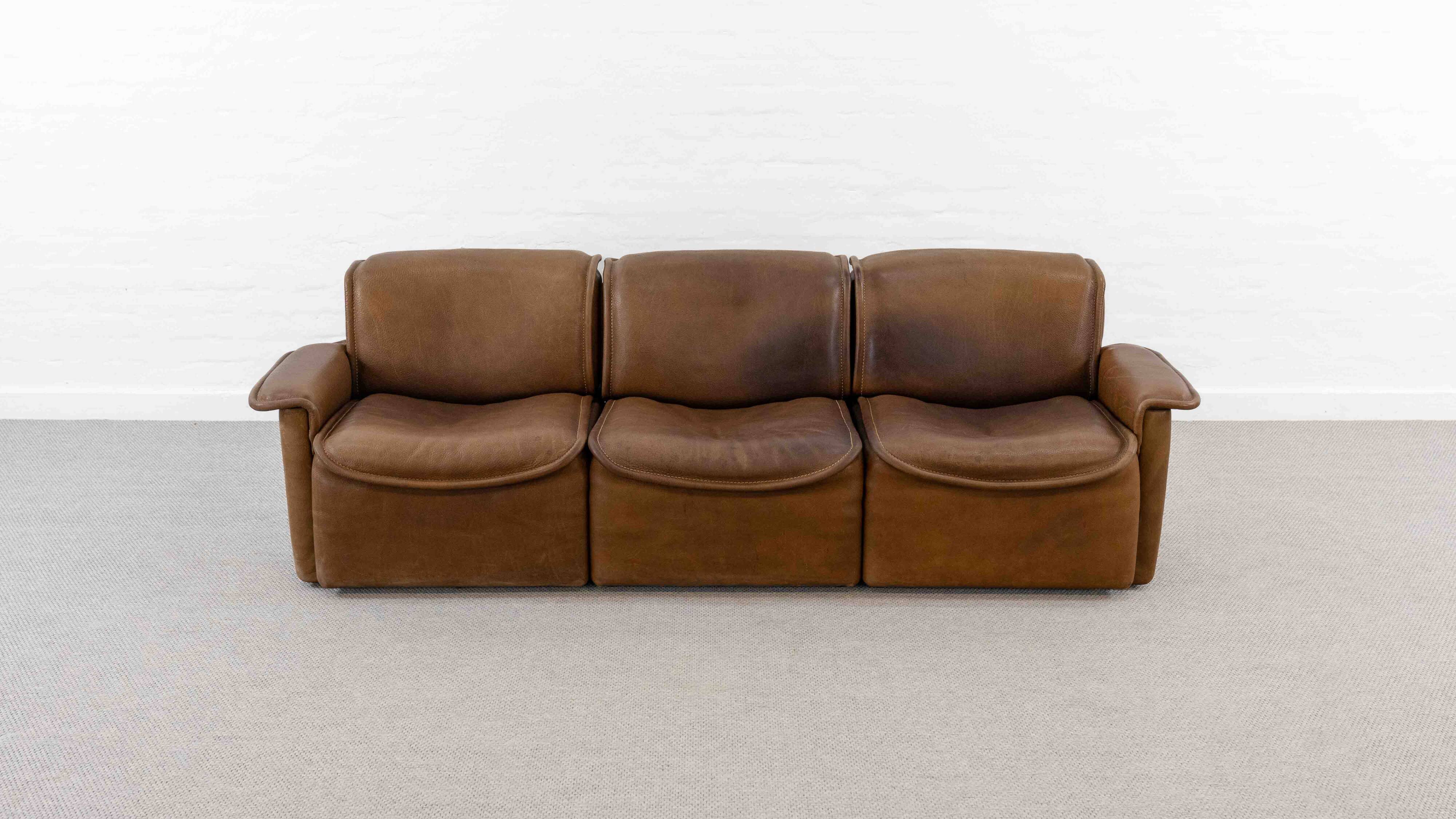 Modular De Sede Sofa DS-12 in cognac leather, 70s