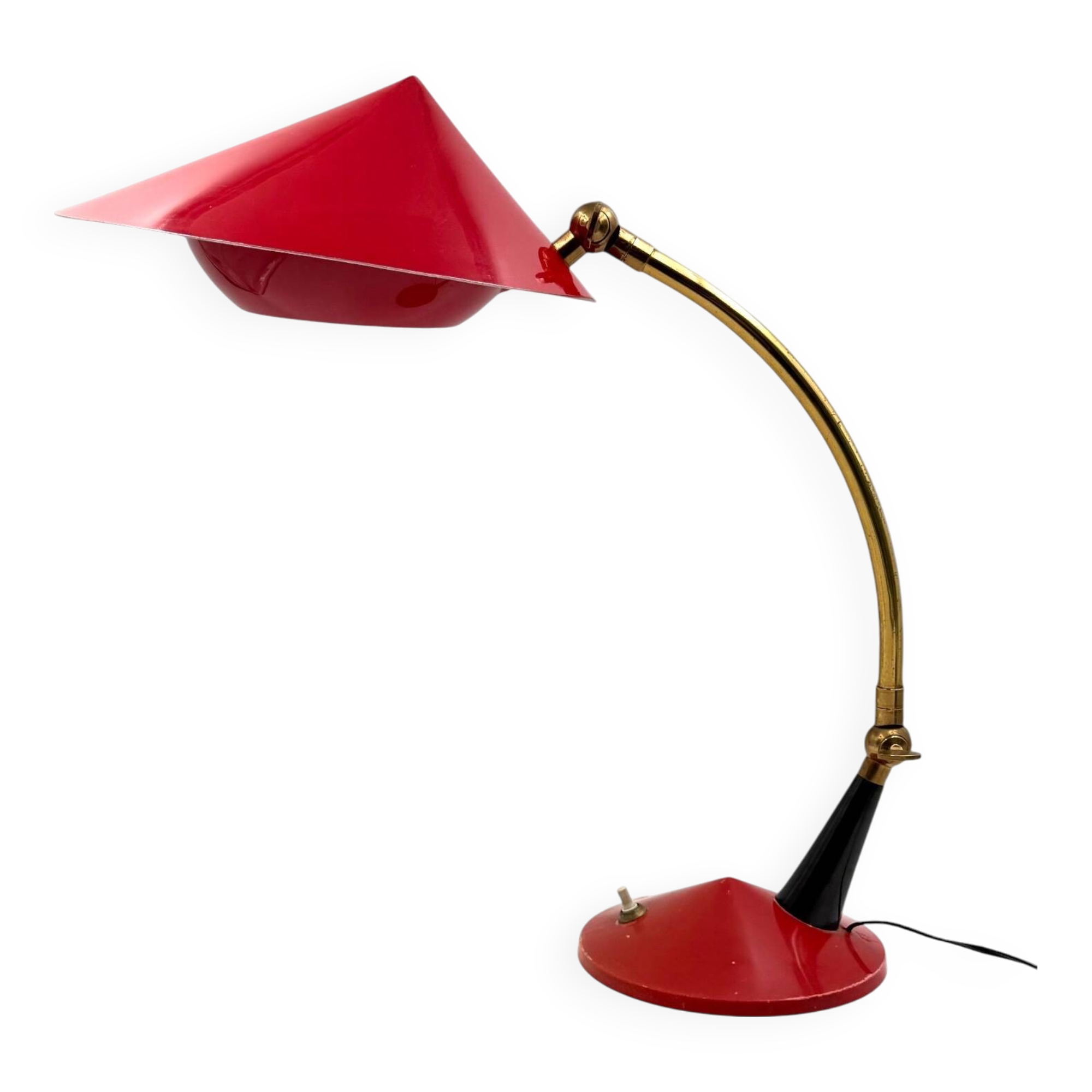 Mid century red desk Lamp, Stilux Milan Italy 1960 ca.