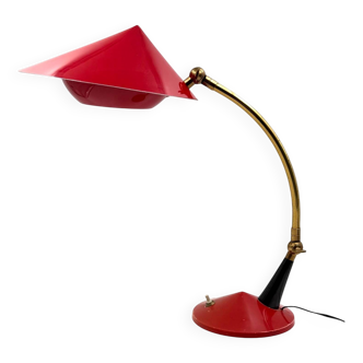 Mid century red desk Lamp, Stilux Milan Italy 1960 ca.