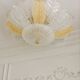 Vintage Murano chandelier/ceiling light with 16 white and amber leaves.