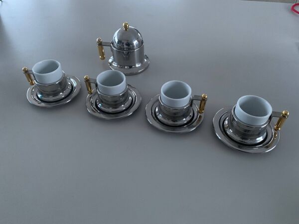 4 Tasses à Espresso Postmoderne Série Kontessa + sous-tasses et sucrier