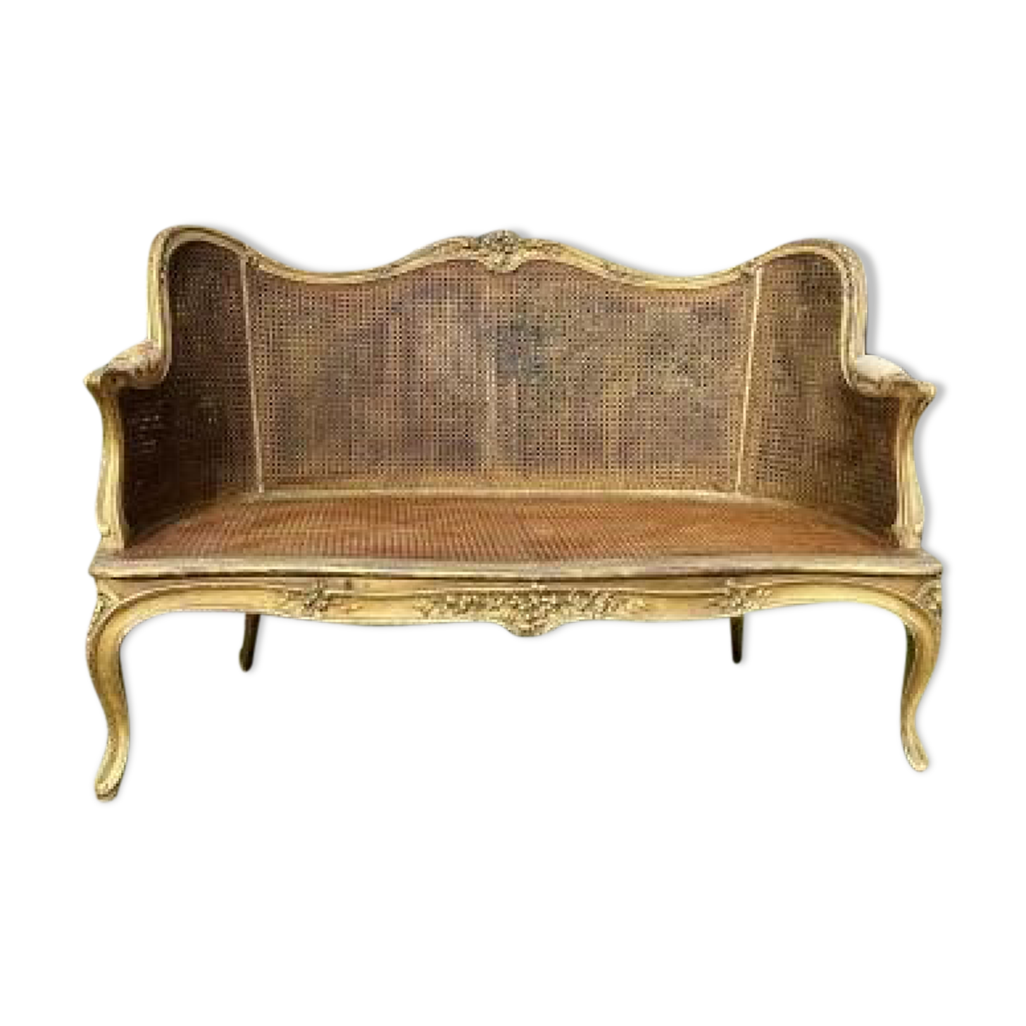 Sofa canage bench - gilded wood Louis XV style