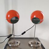 Set of lamps eyes ball orange 1990