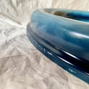Vintage round wall mirror in blue painted plastic - diameter: 52 cm
