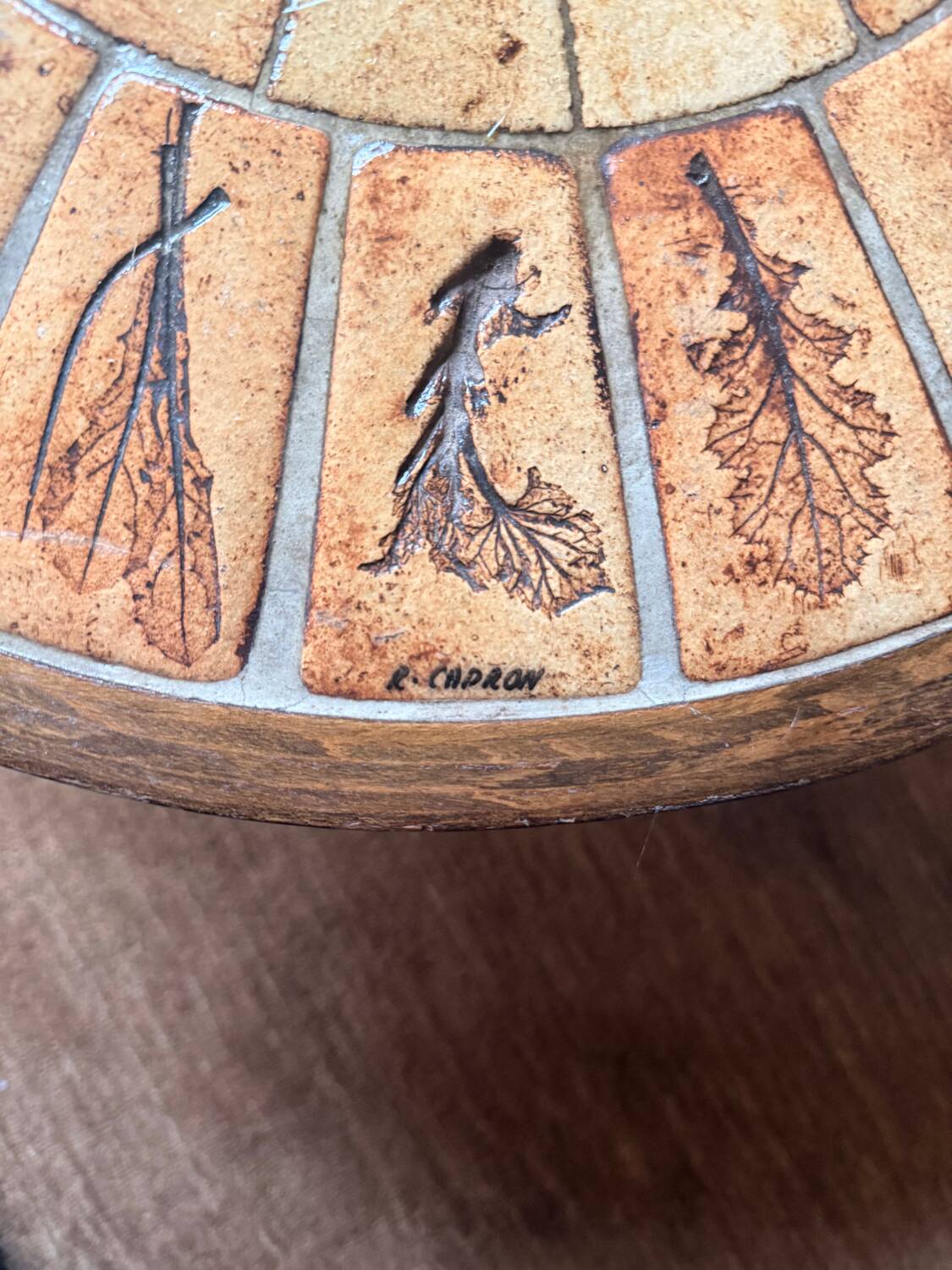 Roger Capron Vallauris vintage herbarium ceramic coffee table