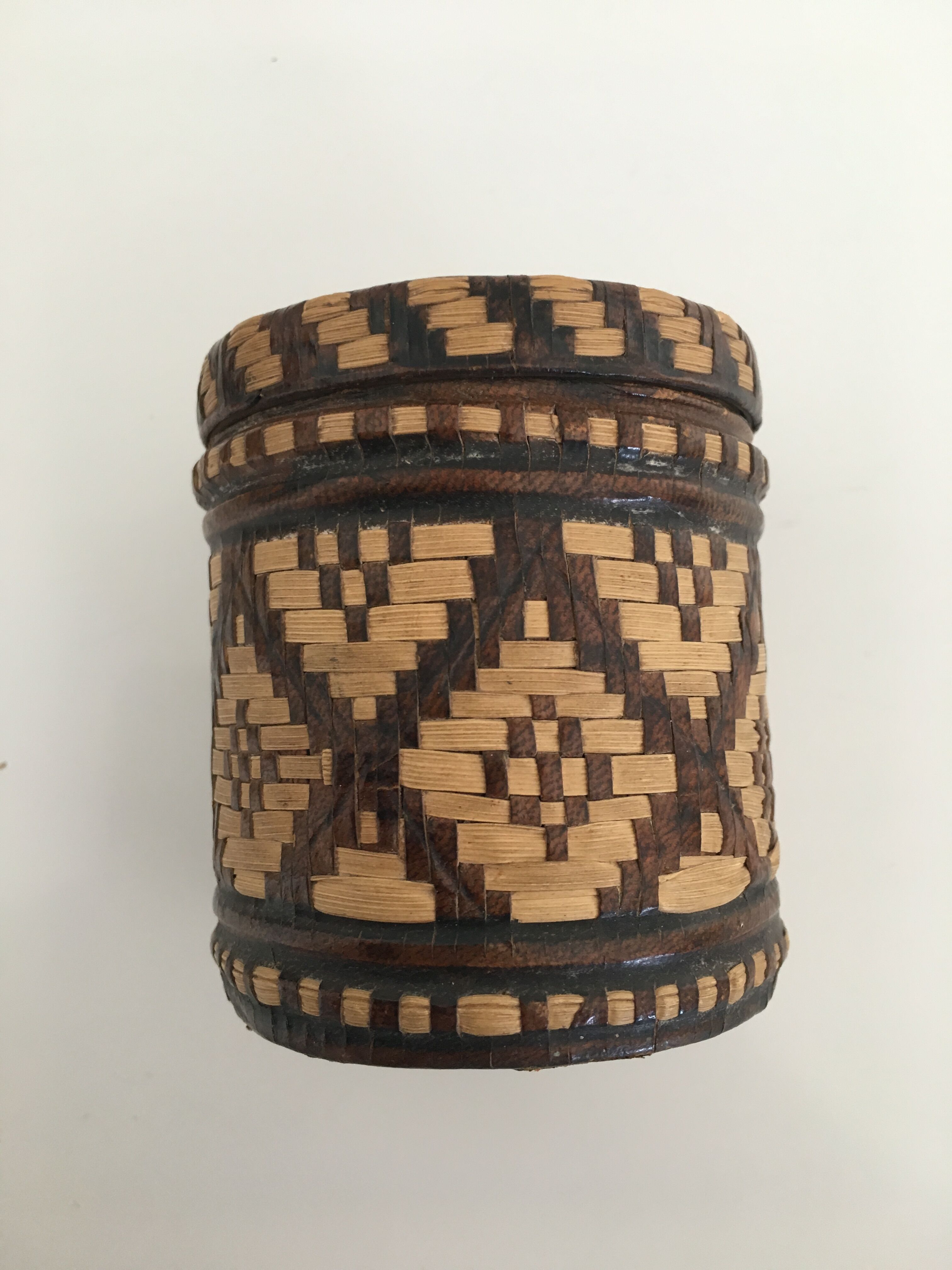 Lot of 2 ethnic leather-wrapped bottles and box