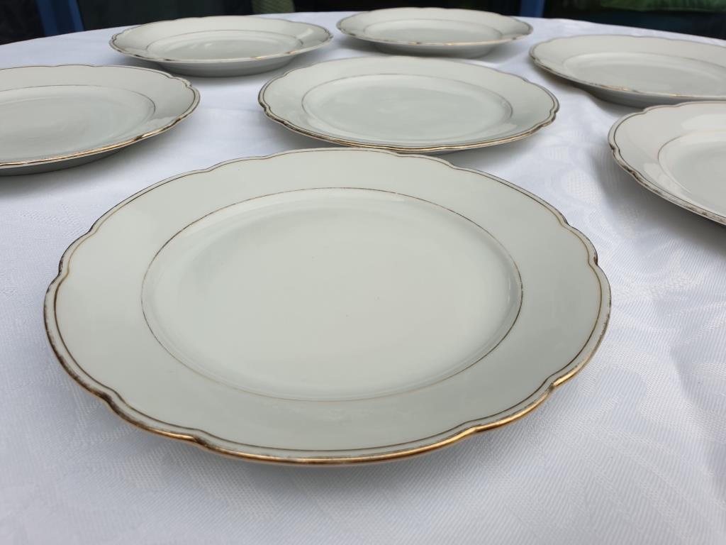 Set 7 plates porcelain gold fillets Seltmann Bavaria