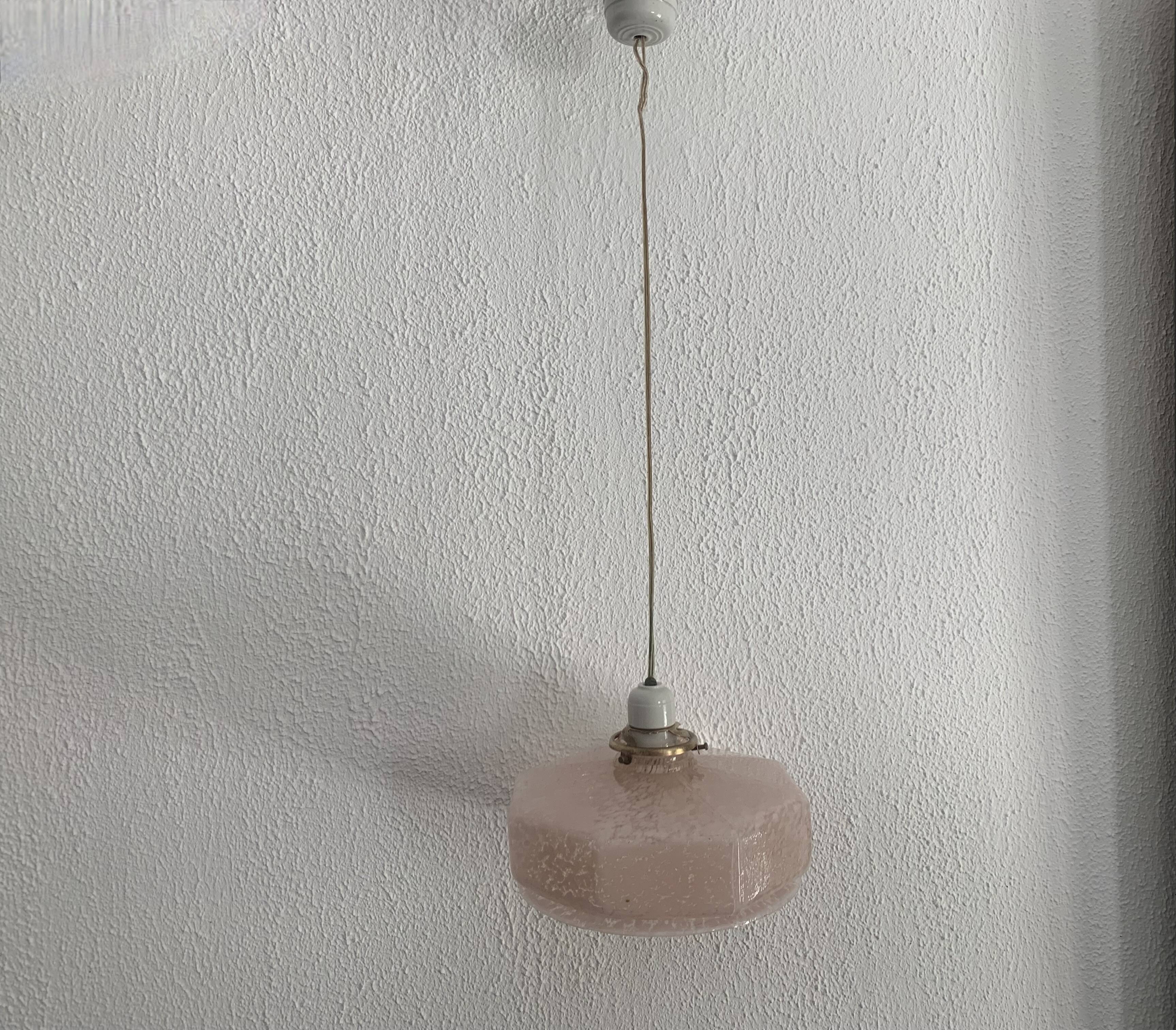 Vintage 1930s pink glass cloud chandelier - 60 cm