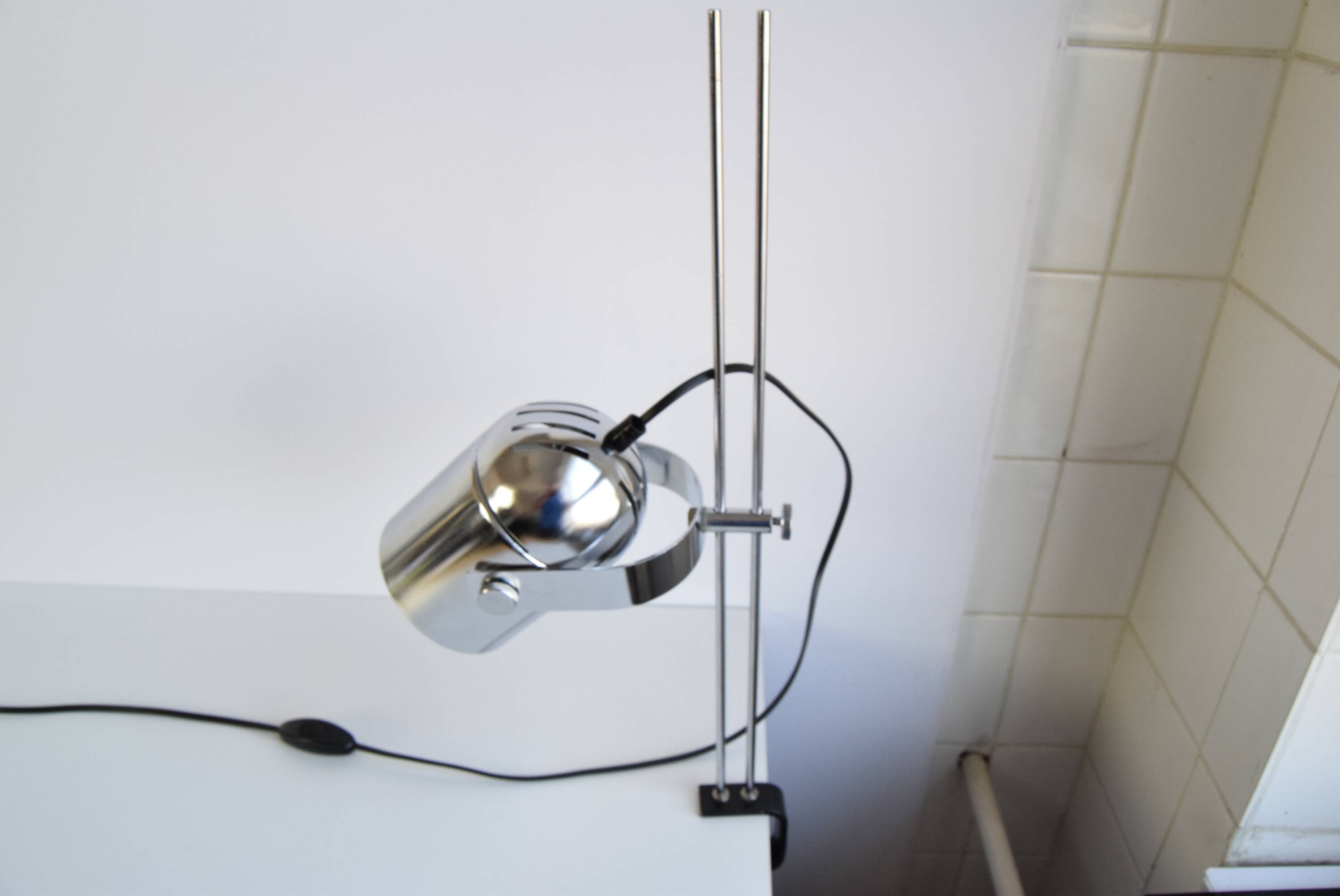 Stanislav Indra Chrome Plated Table Lamp, Czechoslovakia 1970's.
