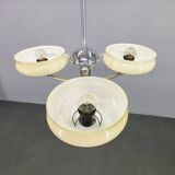 Bauhaus Chandelier Czechoslovakia 1930s Milk Glass Chrome Pendant