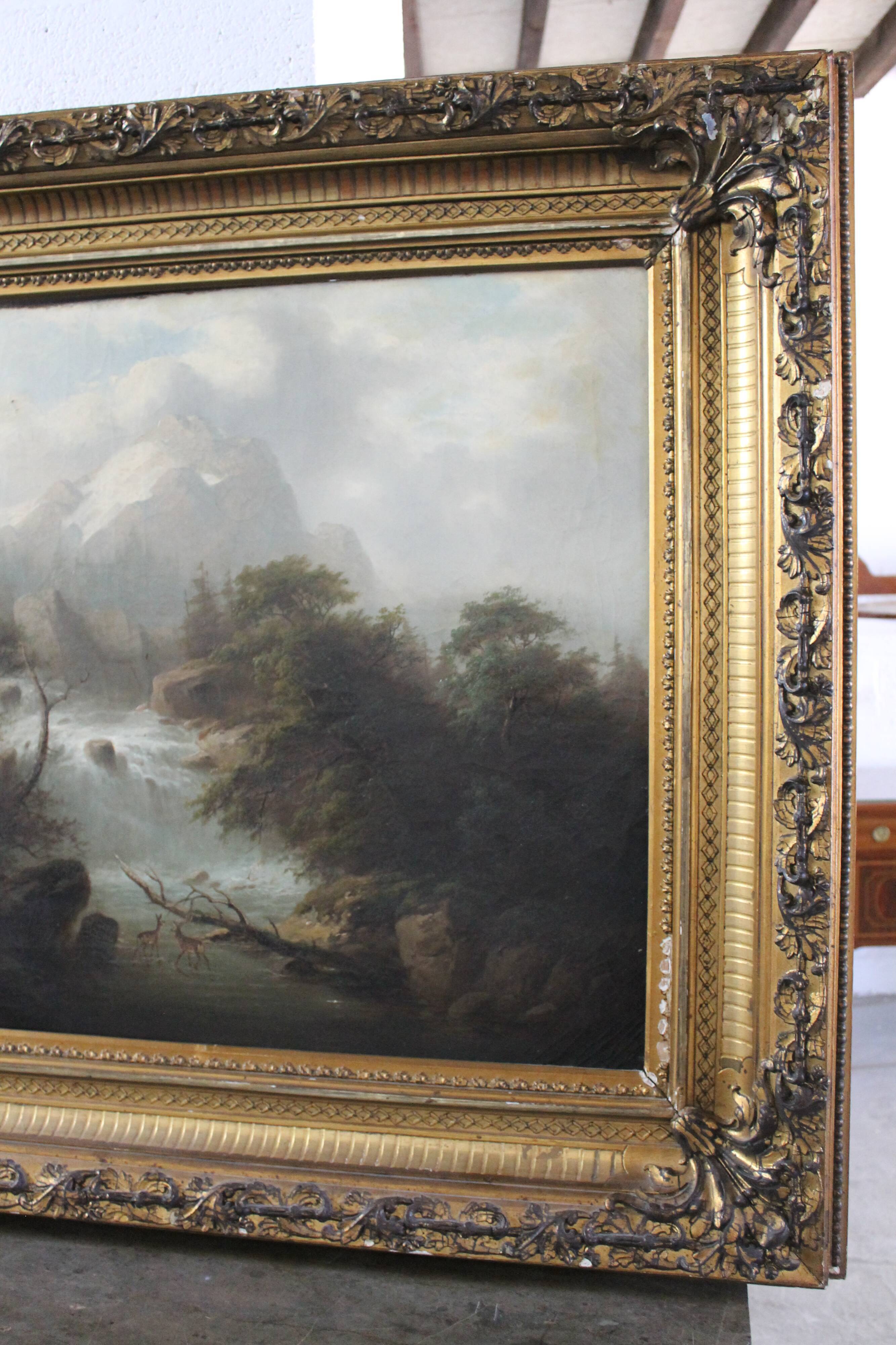 Huile sur toile du milieu du 19e siècle