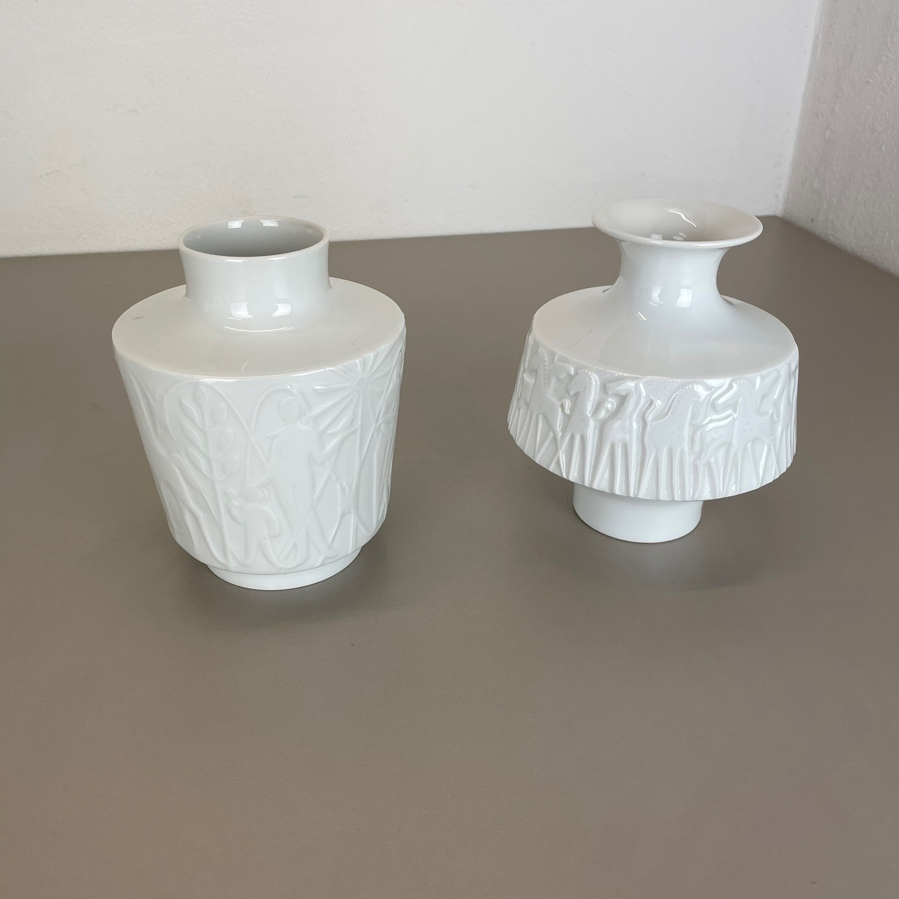 Set of 2 OP Art Biscuit Porcelain Vases by Edelstein Bavaria, Germany, 1970s