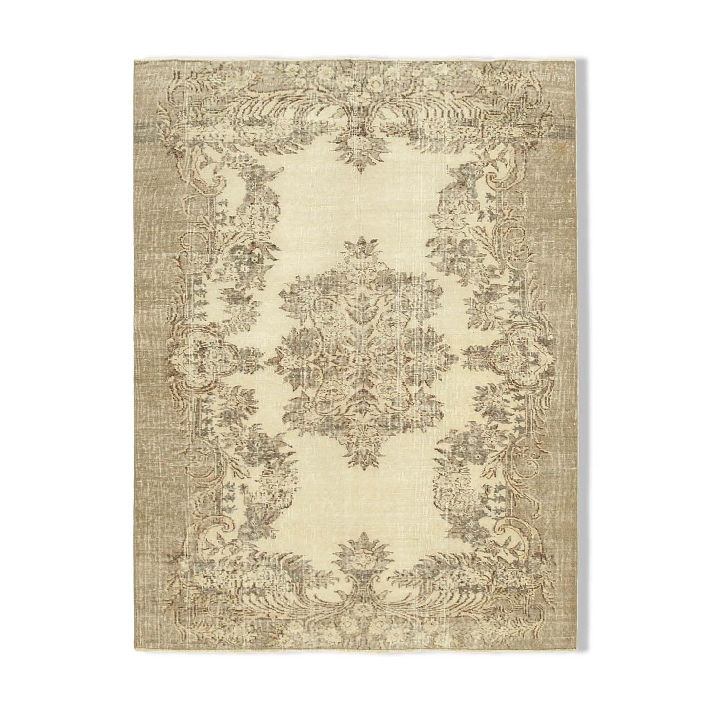 Handwoven Decorative Anatolian Beige Carpet 171 cm x 230 cm