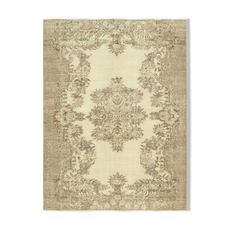 Tapis beige anatolien tissé à la main 171 cm x 230 cm